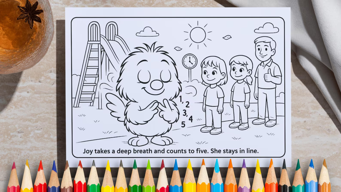 Social Stories Coloring Pages Printable PDF | Autism Social Skills | Captions Included | Landscape