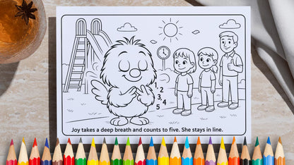 Social Stories Coloring Pages Printable PDF | Autism Social Skills | Captions Included | Landscape