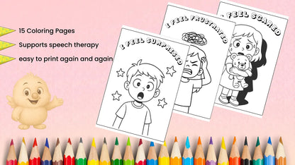 Feelings Coloring Pages Printable PDF | Emotions + Simple Captions | SEL