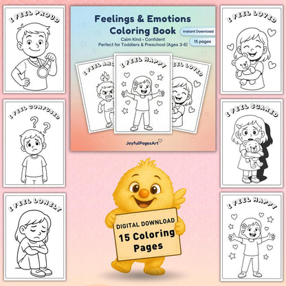 Feelings Coloring Pages Printable PDF | Emotions + Simple Captions | SEL