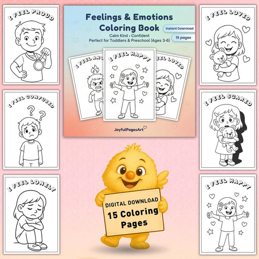 Feelings Coloring Pages Printable PDF | Emotions + Simple Captions | SEL