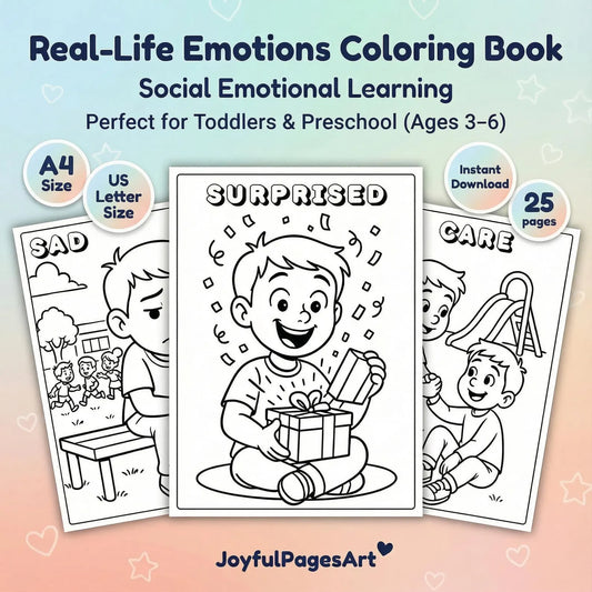 Emotions Coloring Pages Printable PDF | Real-Life Scenarios + Captions