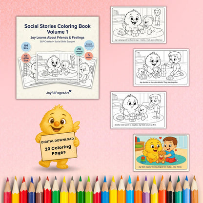 Social Stories Coloring Pages Printable PDF | Autism Social Skills | Captions Included | Landscape